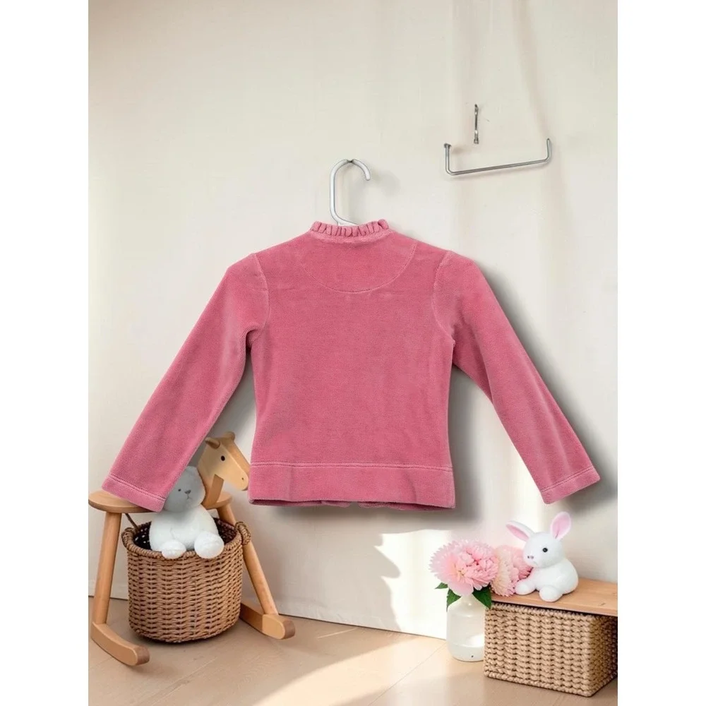 The Beaufort Bonnet Company Pink Velour Ruffle Tracksuit Set 2T